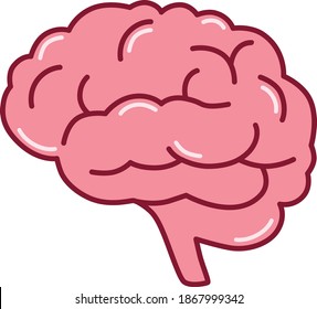 Brain or mind side view line art color vector icon. Flat illustration