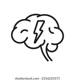Brain or mind side view line art vector icon for medical apps and websites