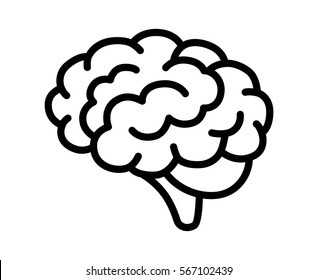 Brain Or Mind Side View Line Art Vector Icon For Medical Apps And Websites
