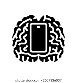 brain mindful app mindful tech glyph icon vector. brain mindful app mindful tech sign. isolated symbol illustration