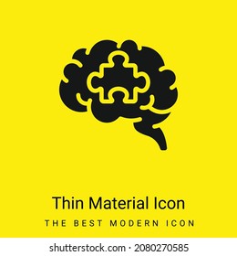 Icono de material amarillo brillante mínimo en el cerebro