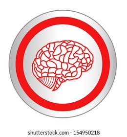 brain model on sticker icon web button. EPS10 illustration 