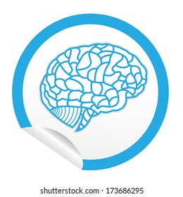 brain model on sticker icon web button. EPS10 illustration