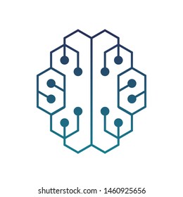 The brain with a modern form. Logo design for technology businesses.