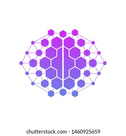 The brain with a modern form. Logo design for technology businesses.