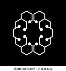 Brain with a modern form. Logo for the technology business. Cool design for brands or labels.