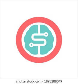 brain and money dollar sign $, flat and simple design