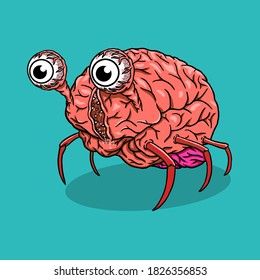 Brain Monster With Eyes Illustration