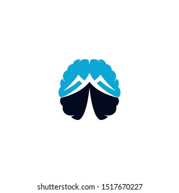 brain mountain icon logo template