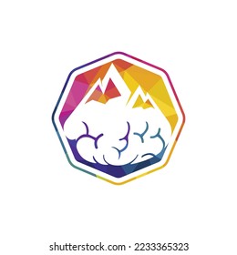 Brain mountain vector logo design template.