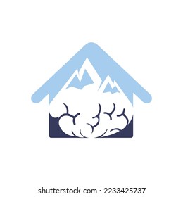 Brain mountain vector logo design template.