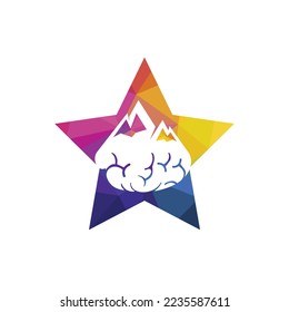 Brain mountain vector logo design template.