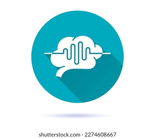 Brain MRI icon. Simple illustration with long shadow for graphic and web design.