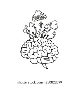 Brain and mushrooms. Vector illustration