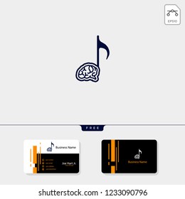 brain music creative logo template, vector illustration, get free business card design template
