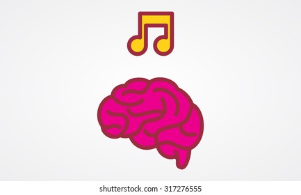 Brain with music icon