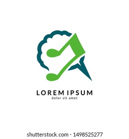 Brain + music note logo vector, suitable for creativity,
 learning, healthy, positive thinking, science, mind focus and creative ideas symbol/icon designs.