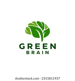 brain and nature logo design. Vector illustration brain and leaf. Modern environment logo design vector icon template