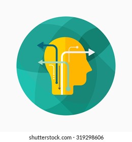 Brain network icon, vector illustration. Flat design style with long shadow,eps10
