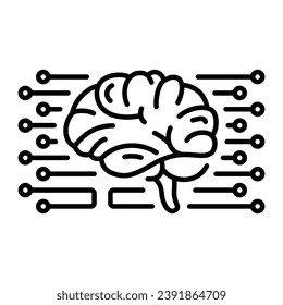 Brain and Network Line Icon Design