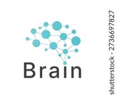 Brain network logo, Abstract artificial intelligence brain logo, Abstract brain network logo for artificial intelligence neural technology and digital healthcare. 