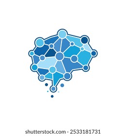 Design de logotipo de rede cerebral. com modelo de vetor de mente inteligente.