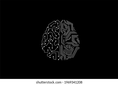 Brain network, techology, connect logo or symbol in line art style