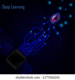 Brain networks are connected to electronic circuit circuits. learning machine, artificial intelligence, deep learning, and future concepts.