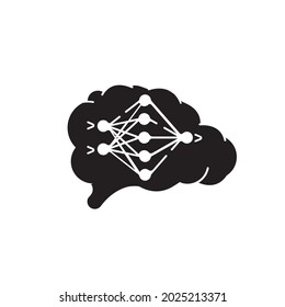 Brain neural network. Neural network illustration. Mathematical web model of a biological neural network. Artificial Intelligence graph. The symbol of a neural connection