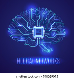 Brain neural network logo. Vector illustration isolated on a white background.