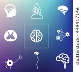 brain and neural system icons on blurred background