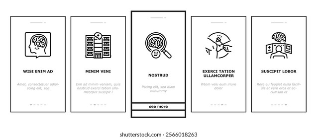 brain neurologist doctor onboarding mobile vector health neurology, medical hospital, technology nerve, surgery patient, medicine brain neurologist doctor illustrations