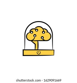 brain and neuron for machine learning concept yellow hand drawn theme