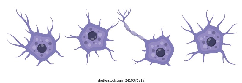 Brain neuron symbol. Neural cell - medical body health. Physiology structure and system, human anatomy and biology. Scientific biological nervous organ