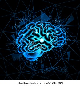 Brain Neurons Activity, Medicine Thinking Intelligence Concept Banner Flat Vector Illustration