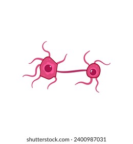 Gehirnneuronenkartoon. Zellsystem, Nervensynapse, Struktur menschlicher Gehirnneuronen Zeichen. einzelne Vektorgrafik-Vektorgrafik