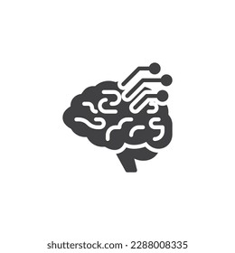 Hirnneuronen-Vektorsymbol. Neuronales Netzwerk füllte flache Zeichen für mobiles Konzept und Web-Design. Cybernetics-Glyph-Symbol. Symbol, Logo-Abbildung. Vektorgrafik