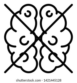 Brain no function icon. Outline brain no function vector icon for web design isolated on white background