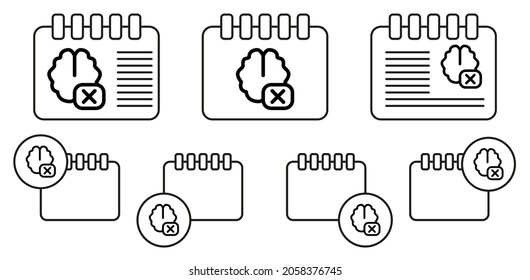 Brain no vector icon in calender set illustration for ui and ux, website or mobile application