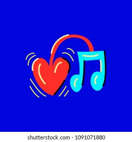 Brain with note, Music vector illustration