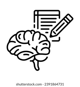 Brain and Noted or Edit icon with line style