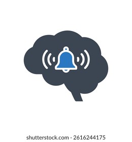 Brain Notification Alert Icon On White Background
