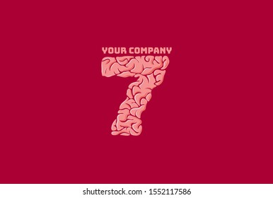 Brain number 7 logo design concept. 7 number as a brain logo vector design. Seven brain logo.