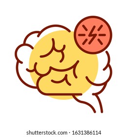 Brain nutrition color line icon. Food for thought. Connecting nutrition and lifestyle with mental health. Pictogram for web page, mobile app, promo. UI UX GUI design element. Editable stroke.