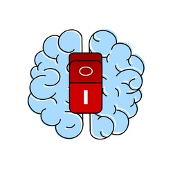 brain with off button. vector illustration.