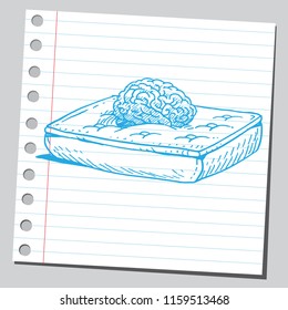 Brain on bed mattress (resting and comfort concept) 