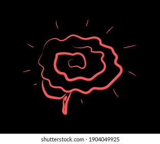 Brain on a black background. Women's logic. Symbol. Vector illustration.