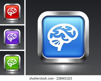 Brain on Blue Square Button