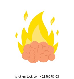 Icono de fuego. Concepto de aumento mental. Estrés en el trabajo. Intensa actividad cerebral.