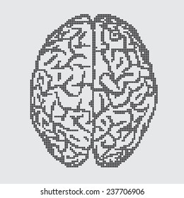 Brain on gray background. Mosaic style. EPS10 vector.